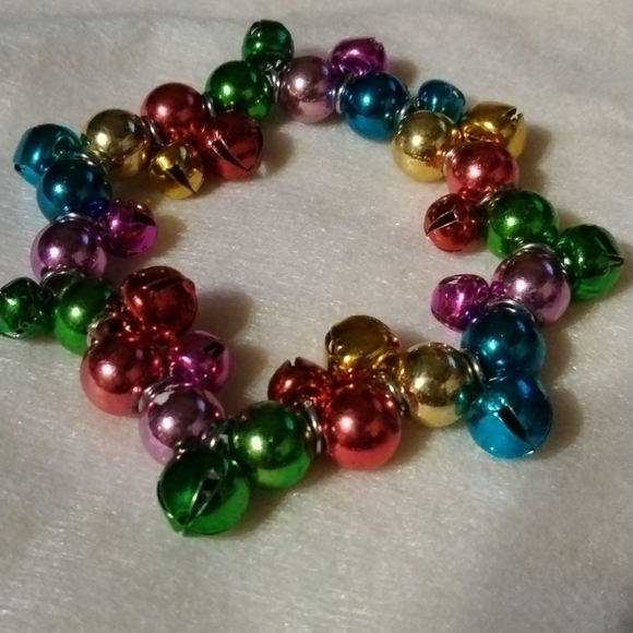 Jingle bell bracelet multi color metal stretch (sku 674) - Picture 2 of 4